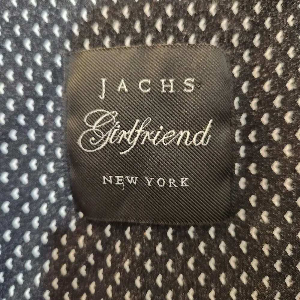 Jachs New York Girlfriend Navy Blue Heart Dots Button Down Blouse